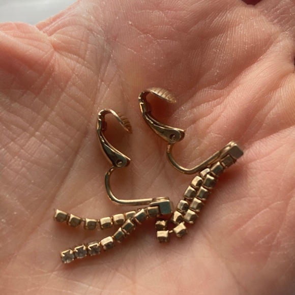 Avon Gold and Silver Crystal Clip-On Drop Earrings - Picture 6 of 6